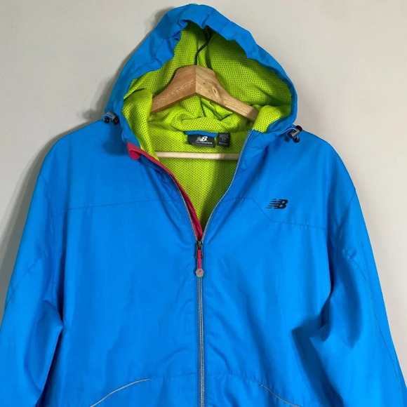 New Balance Windbreaker Rain Running Hooded Jacket Women's XXL Long Sleeve Blue - Picture 5 of 16